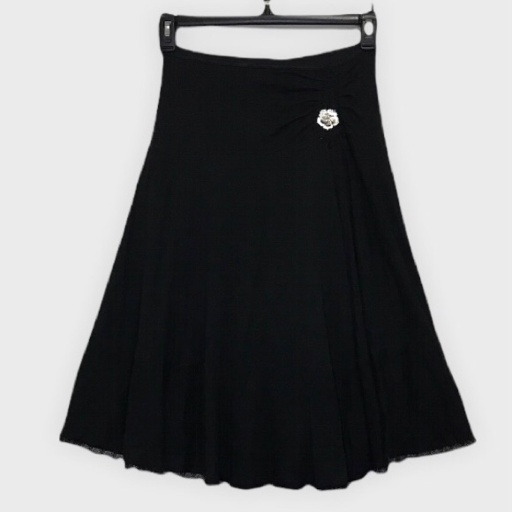Free People A-Line Tiered Elastic Black Skirt Size XS